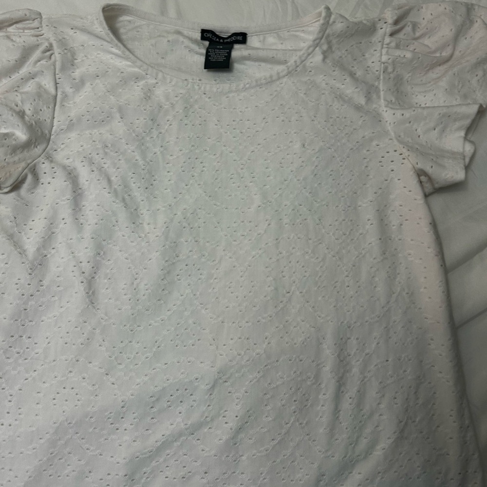 Women's White Eyelet Top